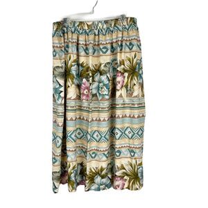 Vintage Two Twenty Skirt Women Extra Large Yellow Floral Geometric A-Line Maxi